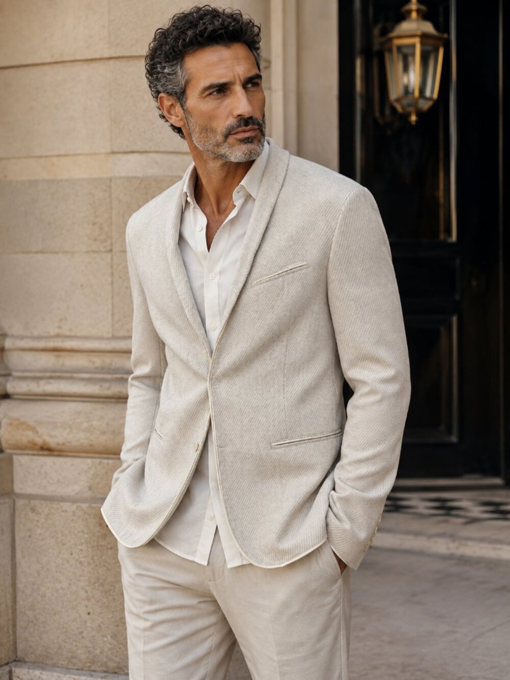 John Varvatos Bissell Jacket Cream Textured Blazer EU 48 / US 38 NWOT
